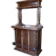 Meuble bar pin et fer forgé