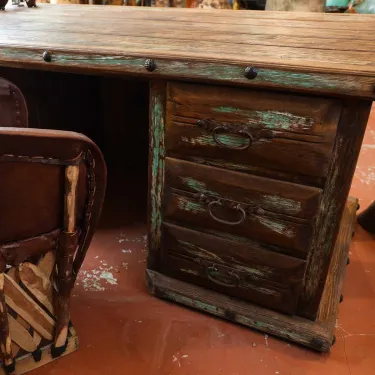 Grand bureau en bois ancien - Meuble rustique unique