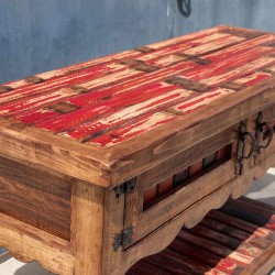 Meuble mexicain console rouge