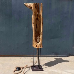 Lampe déco sur pied en bois de cactus