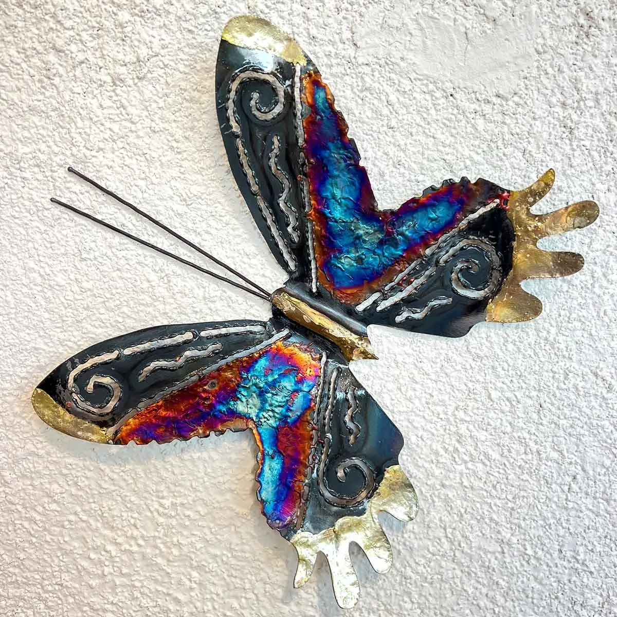 Papillons en métal et cuivre - Décoration murale unique - Amadera Taille  20.5 x 24 cm