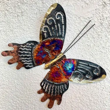 Papillons en métal et cuivre - Décoration murale unique - Amadera