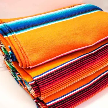 Couverture mexicaine plaid orange