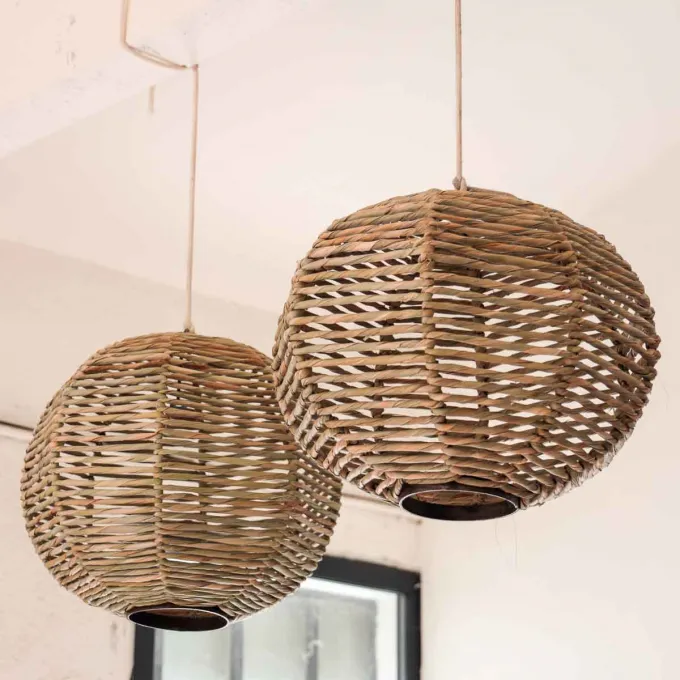 Sphère en fibre naturelle suspension