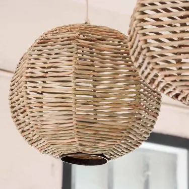grand luminaire rond en fibre végétale naturelle