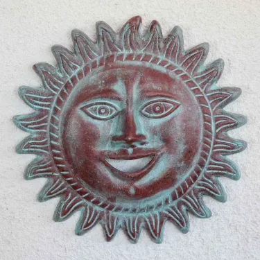 grand soleil terre cuite déco murale