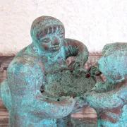 Petit bougeoir des amis en terre cuite