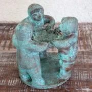 Bougeoir en terre cuite ronde des amis