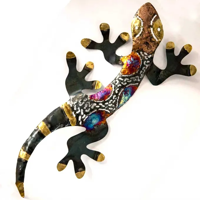 Gecko en métal déco murale
