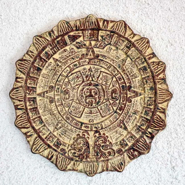 Calendrier Maya terre cuite pour décoration murale