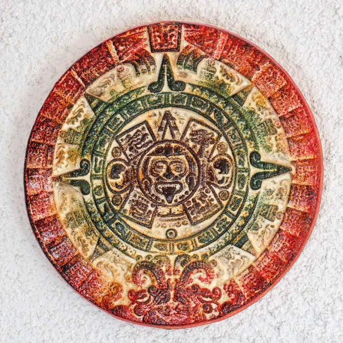 Calendrier Maya en terre cuite décoration murale