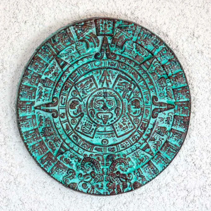 Décoration murale calendrier mexicain en terre cuite