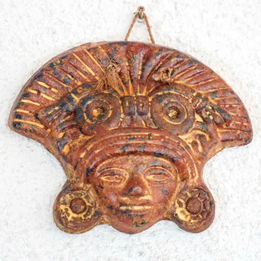 Petit masque mexicain artisanal en terre cuite déco murale