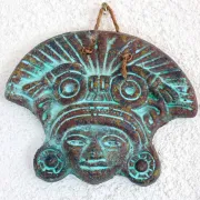 Masque mexicain coloré en terre cuite pour déco murale