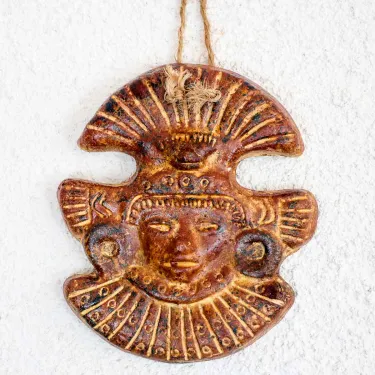 Petit masque mexicain en terre cuite décoration murale