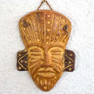 Décoration murale en terre cuite masque mexicain