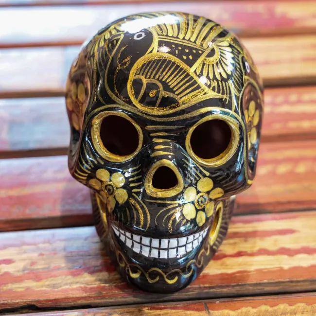 Tête de mort mexicaine en céramique pour halloween