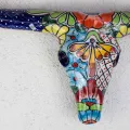 Crane de vache céramique Longhorn déco murale