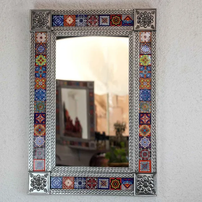 Miroir mexicain rectangulaire en métal