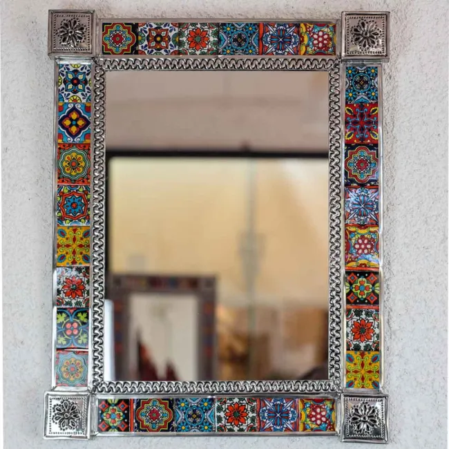 Miroir rectangulaire artisanat mexicain déco murale