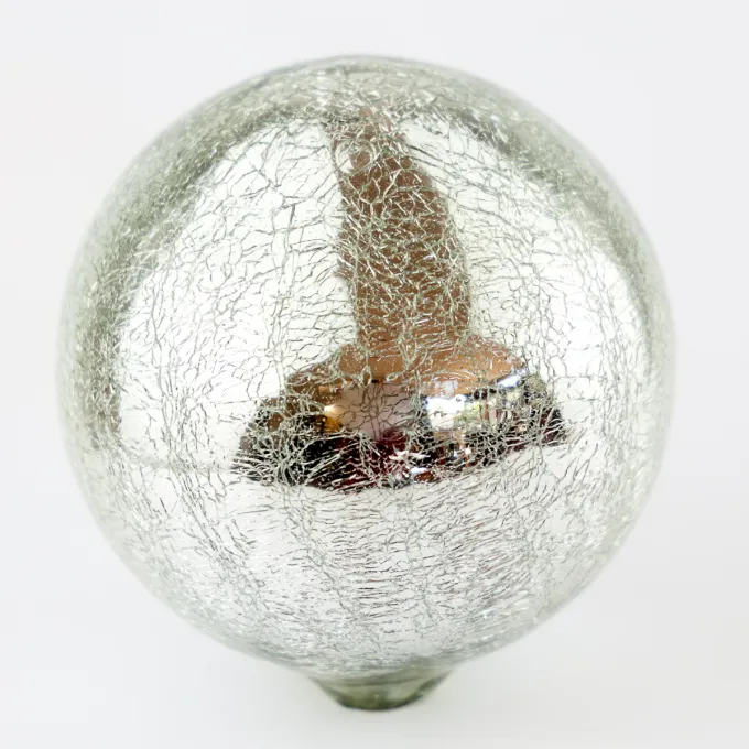 Boule déco argentée en verre soufflé