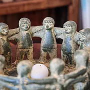 Bougeoir rond traditionnel mexicain en terre cuite