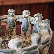 Bougeoir en terre cuite mexicain : La ronde des amis