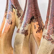 Jarre déco en terre cuite décoré d'une patine aux couleurs chaudes