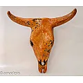 Crâne de vache en terre cuite coloré déco murale