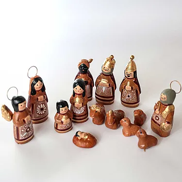 Santons mexicains en terre cuite décorés main crèche de noël