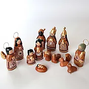 Santons mexicains en terre cuite décorés main crèche de noël