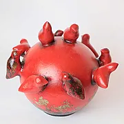 Boule déco en terre cuite et ses oiseaux