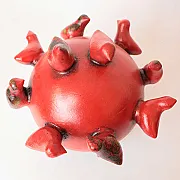 Boule déco en terre cuite et ses oiseaux