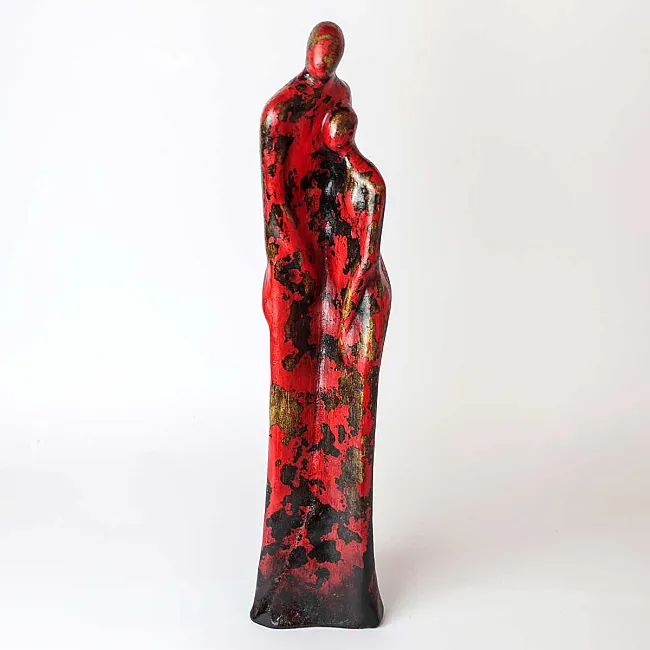Grande statue rouge en terre cuite décorative