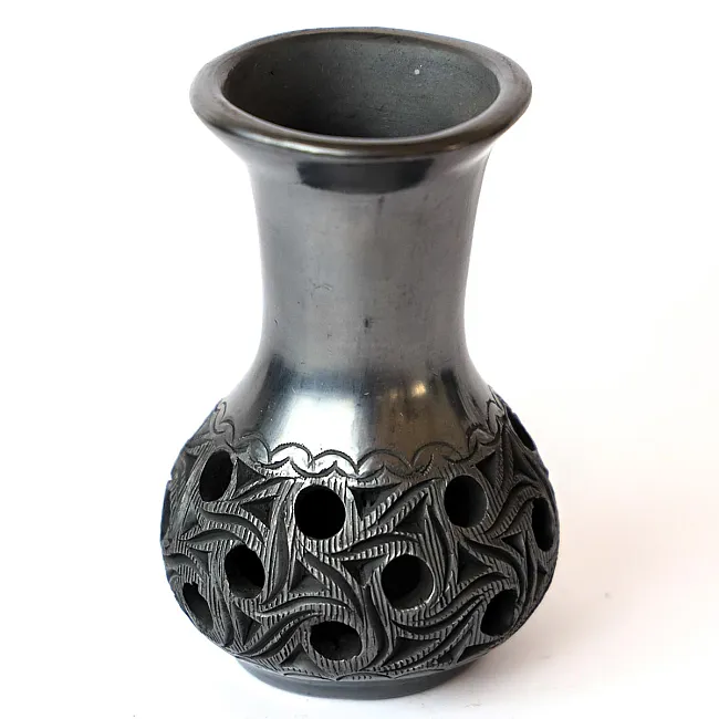 Vase déco en terre noire de Oaxaca - Artisanat mexicain