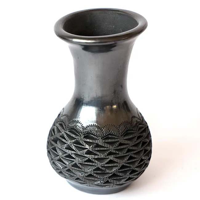 Vase décoratif en terre noire de Oaxaca - Artisanat mexicain