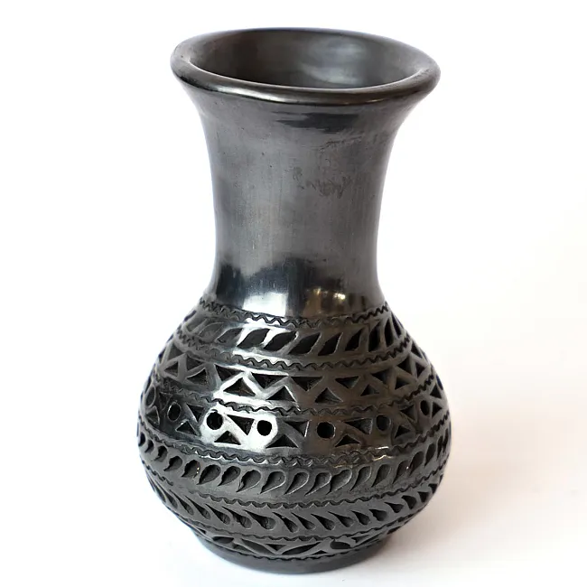 Petit vase déco en terre noire - Artisanat mexicain