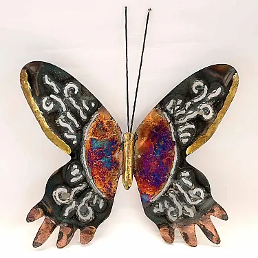 Papillon en métal et cuivre, décoration murale