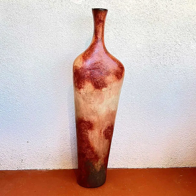 poterie terre cuite taille moyenne forme aplatie recto rouge amadera