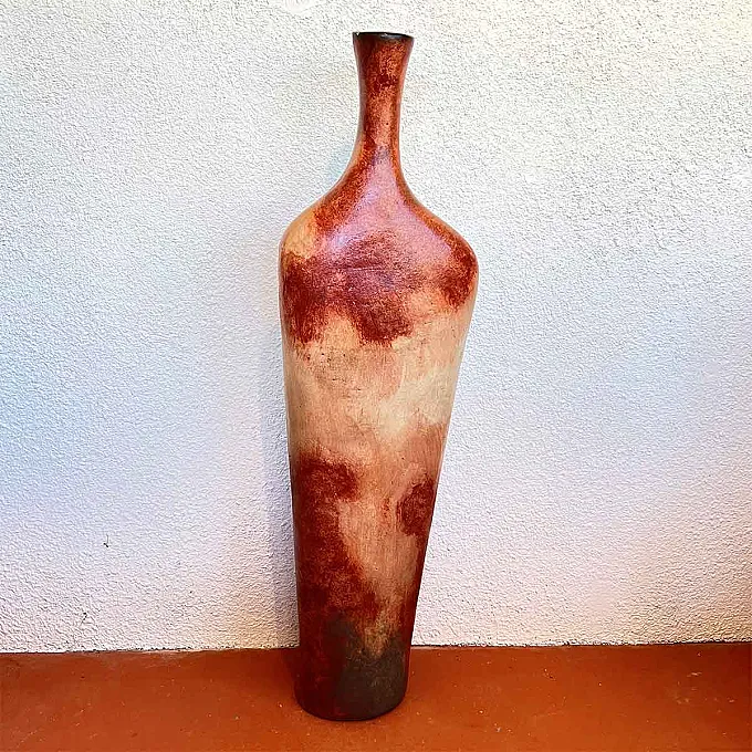 poterie terre cuite taille moyenne forme aplatie recto rouge amadera