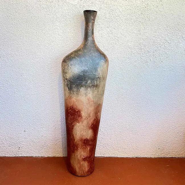 poterie terre cuite taille moyenne patine colorée verso gris amadera