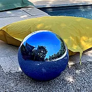 boule déco jardin en verre coloré - En extérieur toute l'année