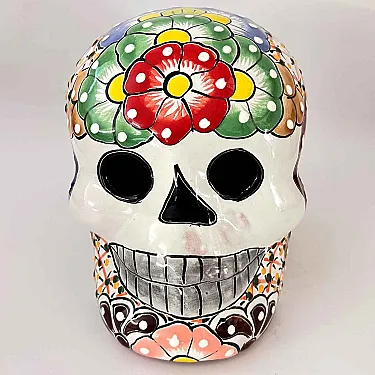 tête de mort mexicaine en céramique - Déco Halloween