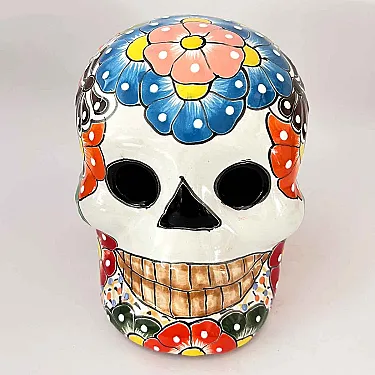 Tête de mort Halloween - Déco en céramique peinte à la main