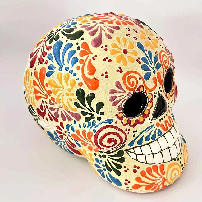 Tête de mort en céramique déco halloween