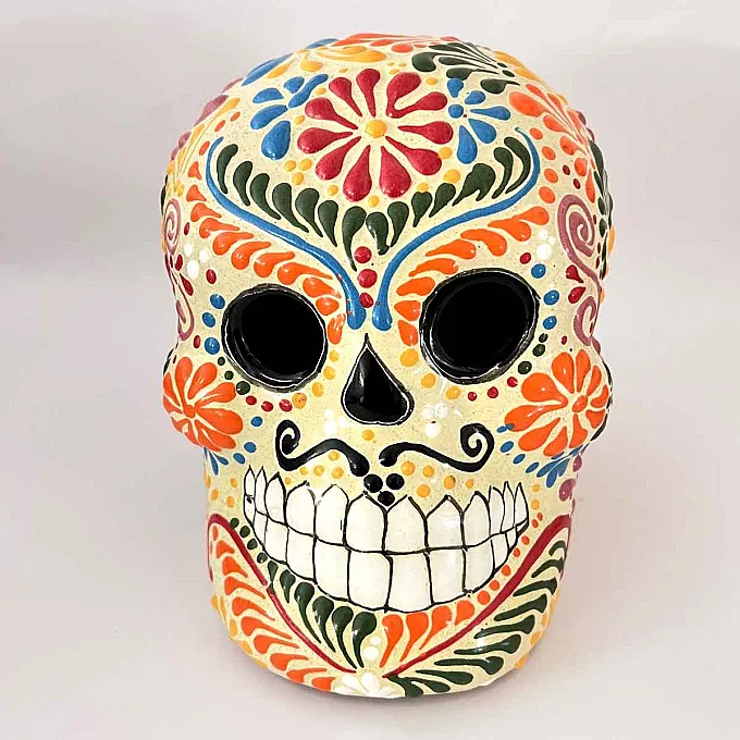 Tête de mort déco halloween en céramique