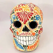Tête de mort déco halloween - Céramique colorée