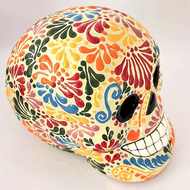 Tête de mort Halloween - Déco colorée en céramique