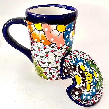 Tasse céramique colorée - Tasse à thé avec couvercle