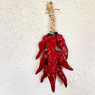 Suspension de piments rouges en céramique - Décoration murale